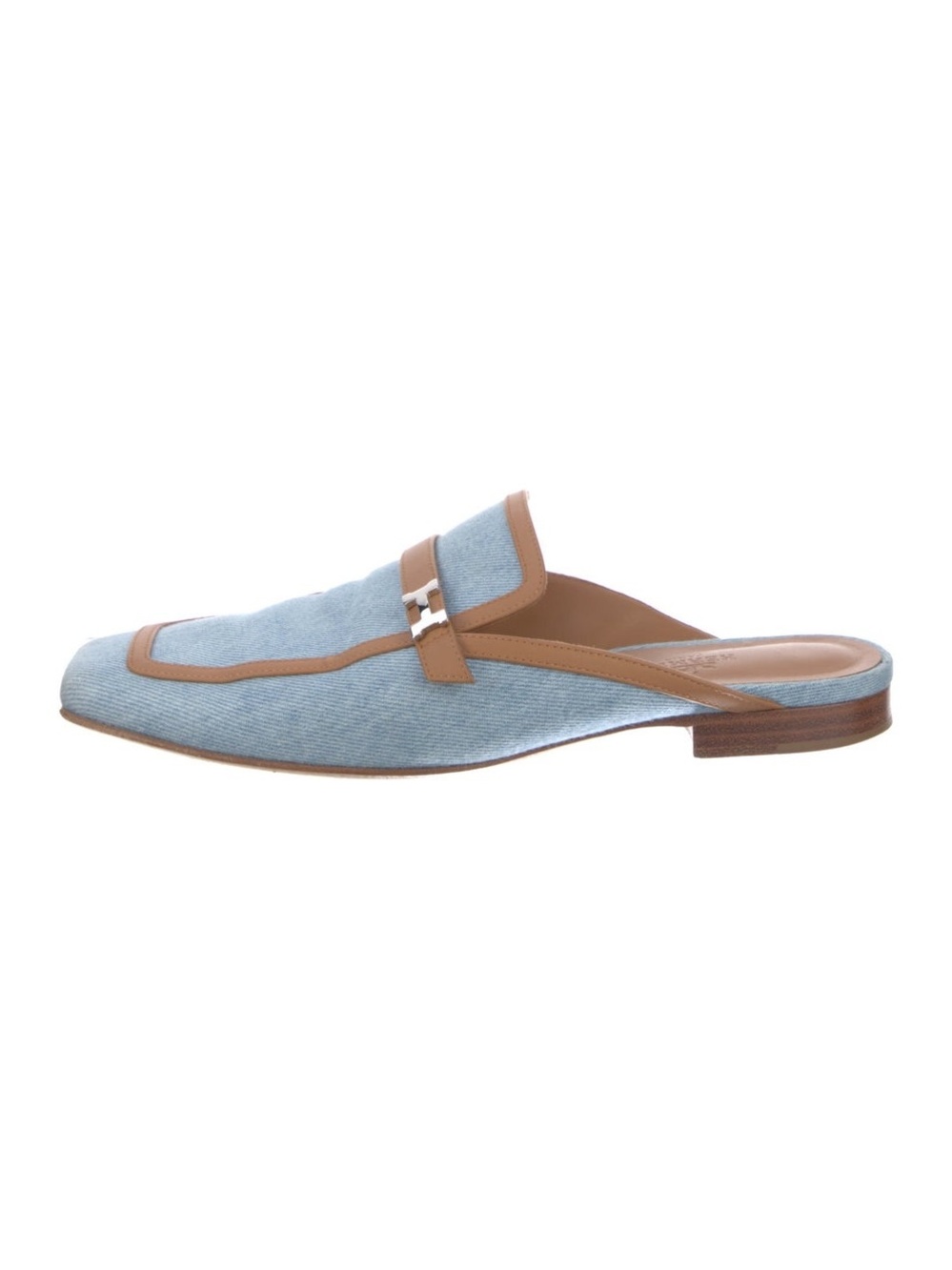 Hermes Groupie Mule in Denim with Tan Leather Trim
